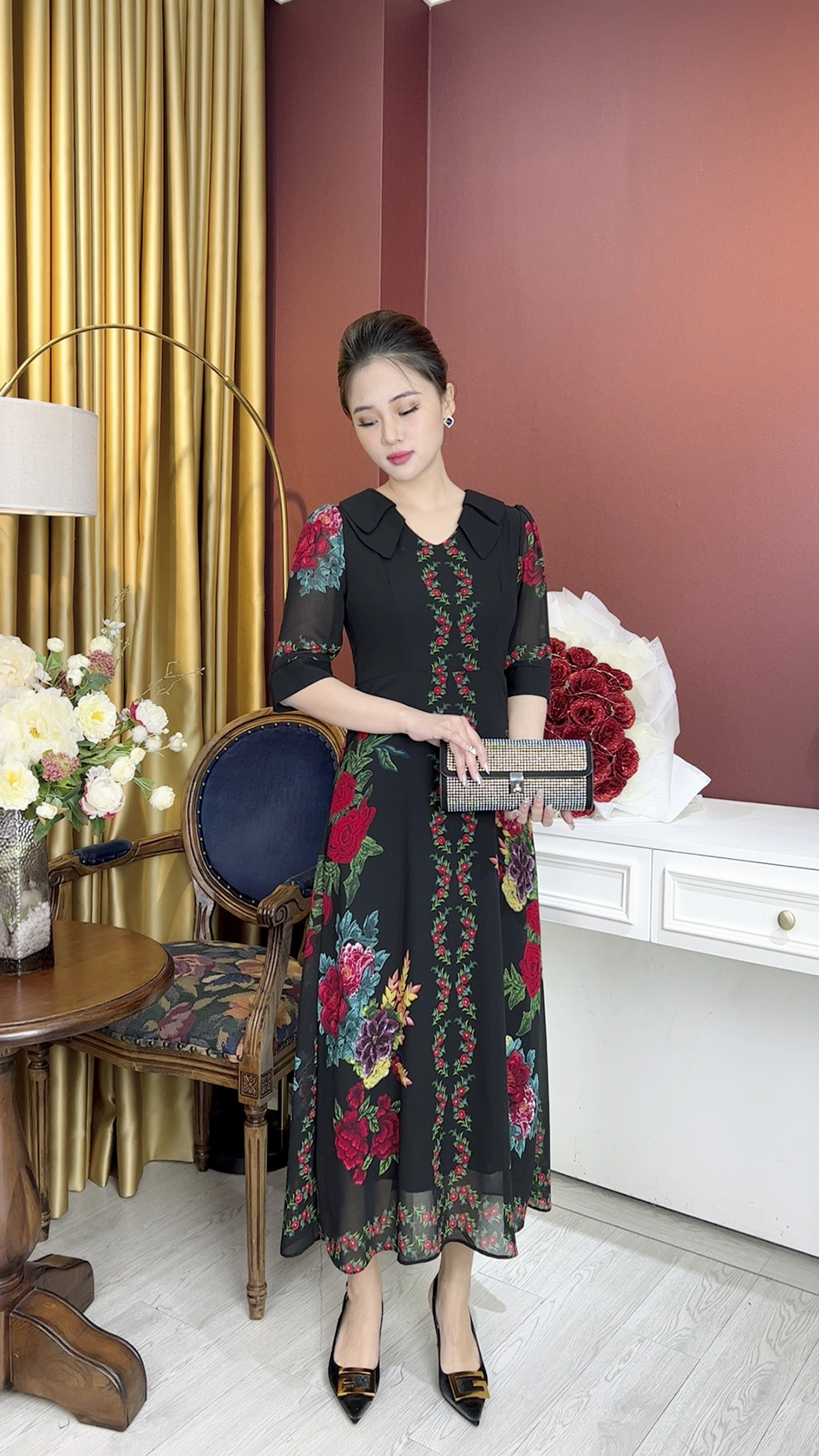 Đầm Trung Niên [ Linh Trà ] (TM 1073) Trẻ Trung Thiết Kế Trang Nhã Thanh Lịch Bigsize Đi Làm Đi Tiệc Cho Bà Cho Mẹ U50