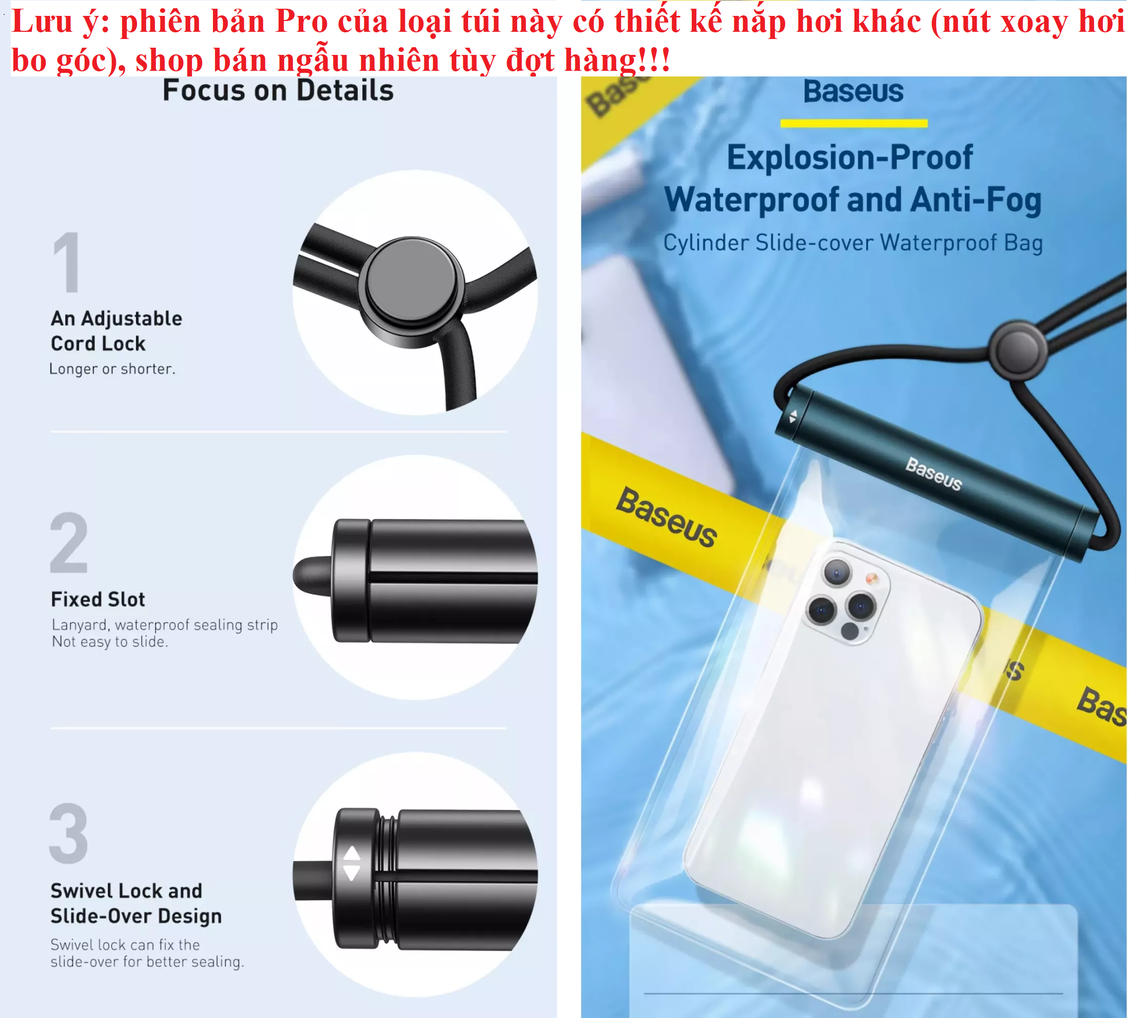 Túi chống nước cho điên thoại nắp trượt hình trụ mới Baseus Slip Cover -Hàng chính hãng