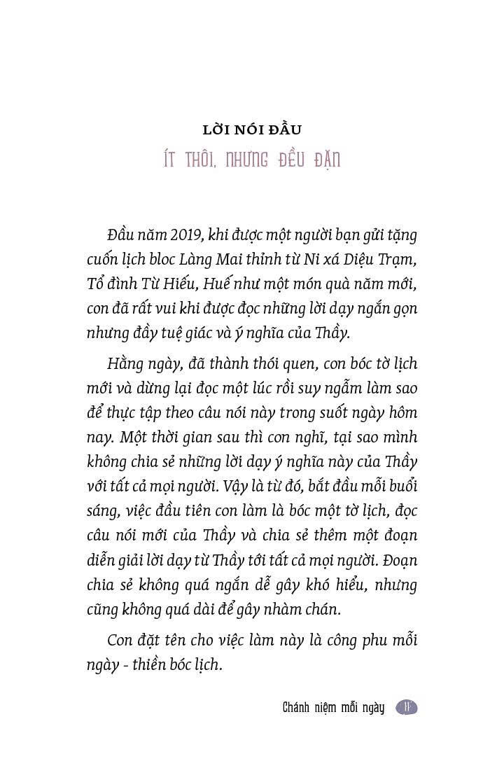 Chánh niệm mỗi ngày - Ghi chép và thực tập theo những lời dạy của Thiền sư Nhất Hạnh
