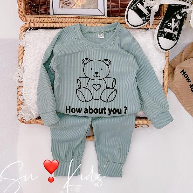 Bộ đồ dài tay thun gân cho bé trai và gái