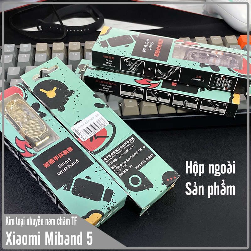 Dây thay thế cho Xiaomi Miband 5 kim loại nhuyễn TF, Nam Châm