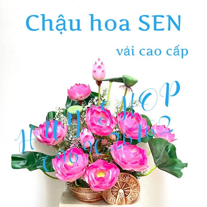 Chậu HOA SEN Vải cao cấp trang trí nhà cửa