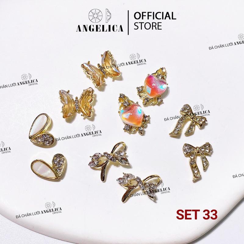 Set 10 Charm Nail Kim Loại Ánh Vàng, Ánh bạc Trang Tri Móng ANGELICA SMC