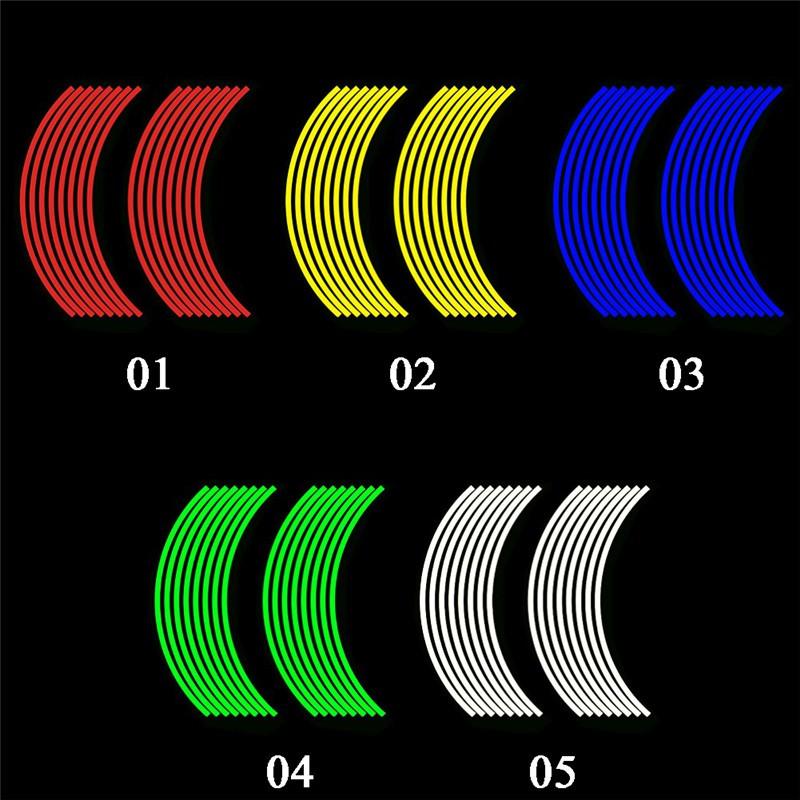 NEW 16Pcs Strips Reflective Motorcycle Car Rim Stripe Wheel Decal Tape Sticker StripsMotorcycle Car Rim Stripe Wheel Decal Tape Sticker Lots Reflective Motorcycle Tire Stickers Reflective Strip Tire Aperture Stickers Car Stickers