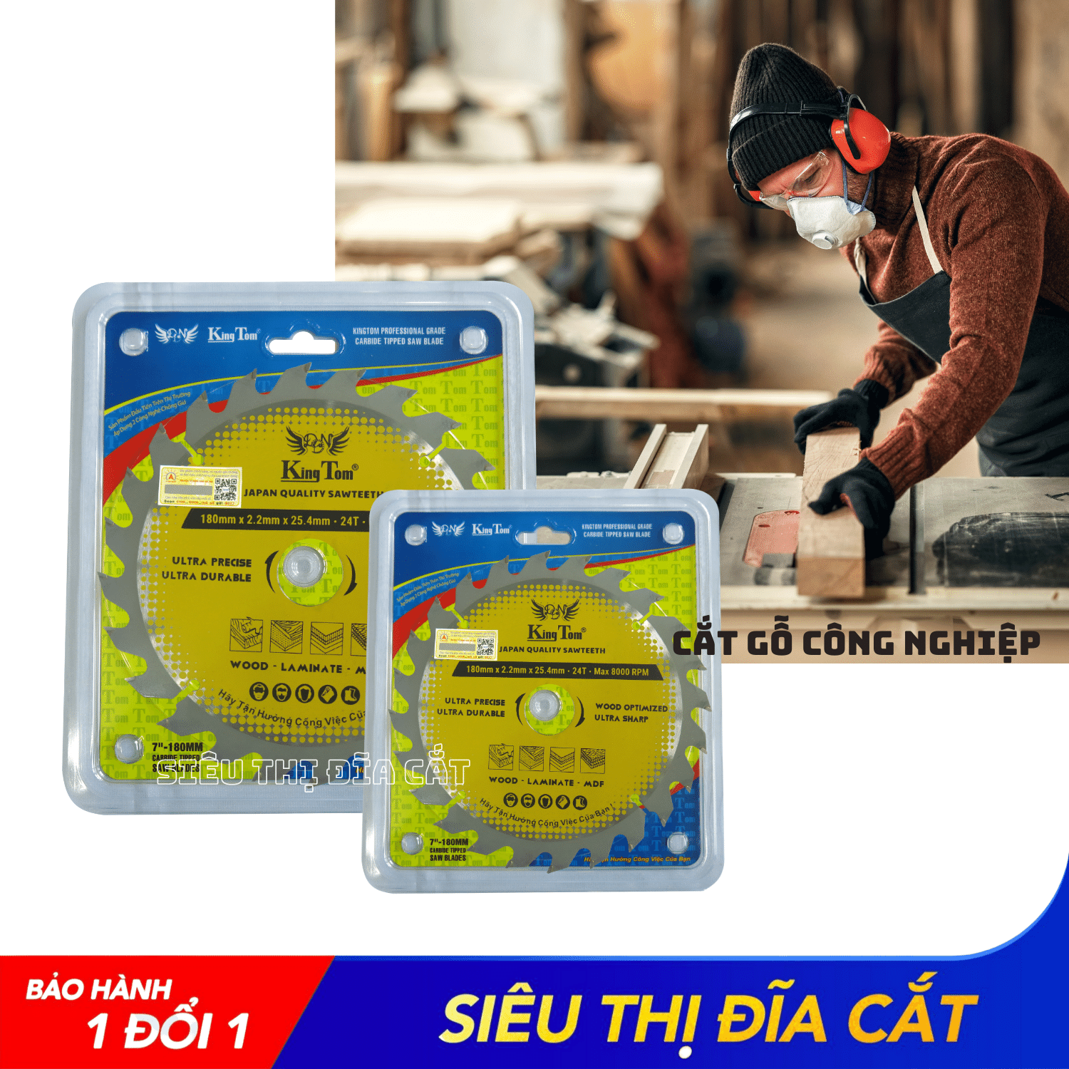 LƯỠI CƯA - LƯỠI CẮT GỖ 180-24 RĂNG KINGTOM VÀNG – CHẤT LƯỢNG VÔ ĐỊCH PHÂN KHÚC GIÁ RẺ!