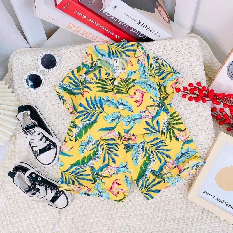 Bộ cộc tay hoa lá cho bé trai