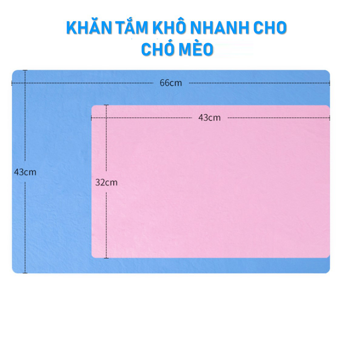 Hình ảnh Khăn tắm khô nhanh cho chó mèo (2 size - màu ngẫu nhiên) Khăn tắm siêu thấm nước cho thú cưng