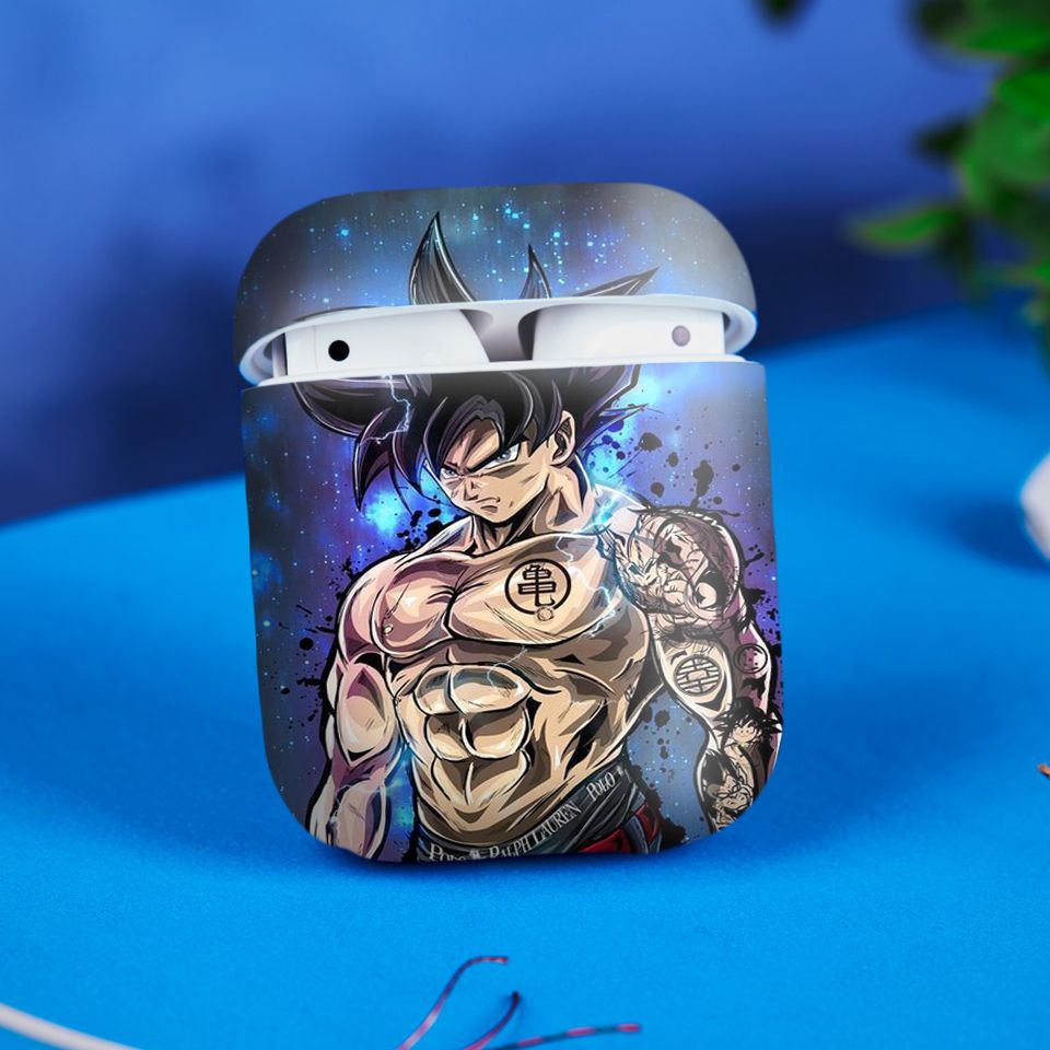 Miếng dán skin chống bẩn cho tai nghe AirPods in hình Songoku Dragon Ball - 7vnr033 (bản không dây 1 và 2