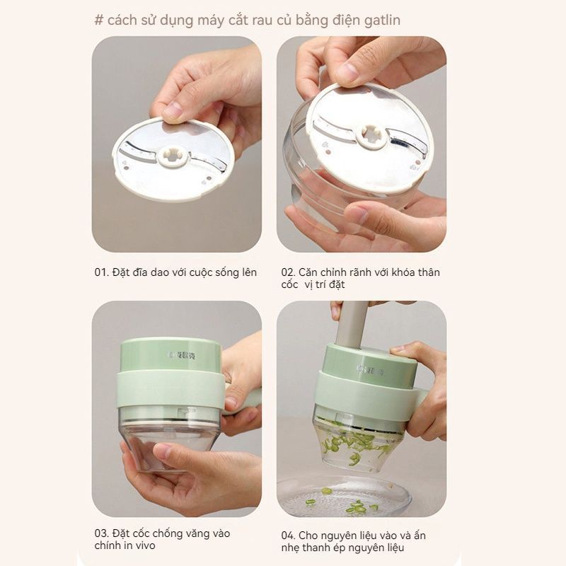 Máy nạo thái xay lát rau củ quả đa năng tích điện thế hệ mới