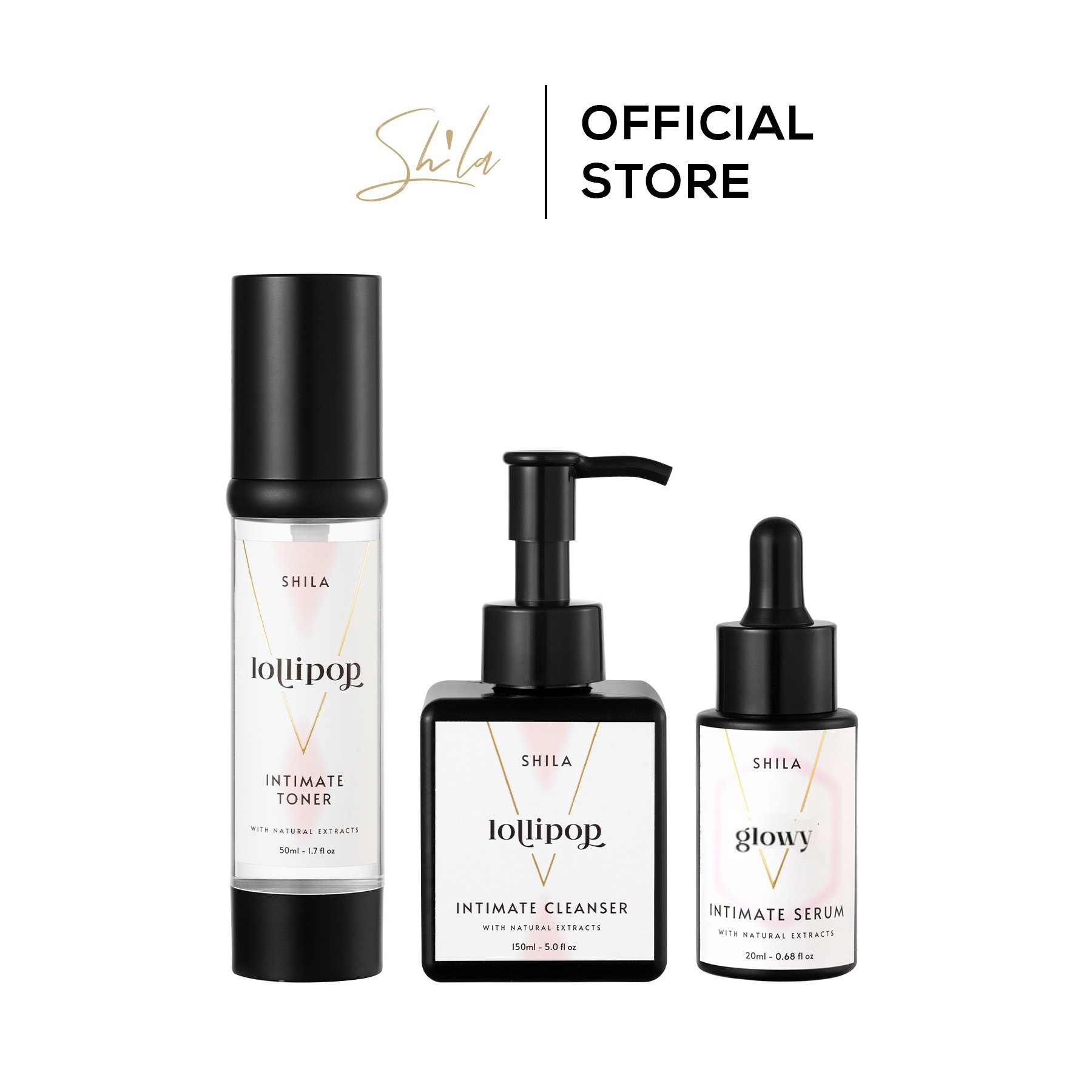 Bộ 3 chăm sóc vùng kín Shila (Shila Intimate Toner Lollipop, Shila Intimate Cleanser Lollipop, Shila Serum Glowy)