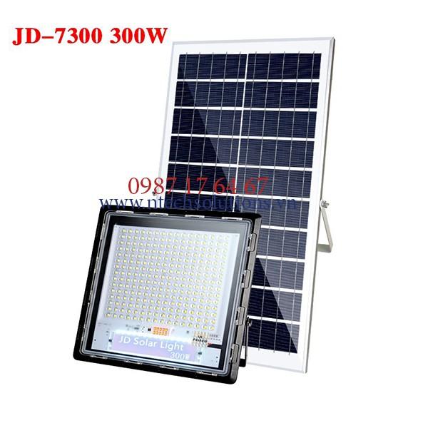 Đèn Pha Chống Lóa Cao Cấp Năng Lượng Mặt Trời JD-7300 Công Suất 300W - Mẫu 2021, Khung Nhôm