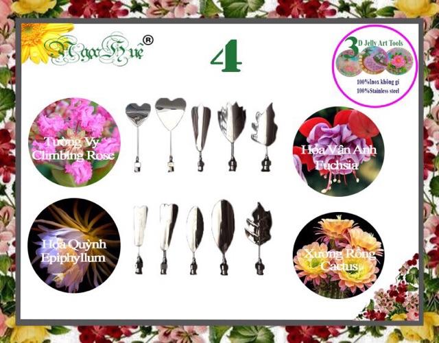 COMBO 2 BỘ Dụng cụ kim làm rau câu 3D 10 kim Ngọc Huệ