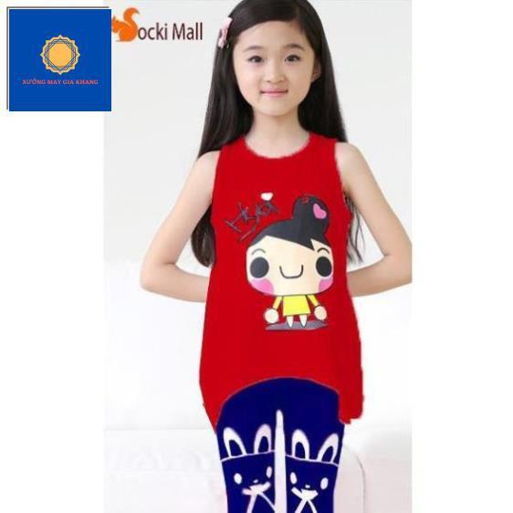 MS: 190180 - Đồ bộ quần áo thun bé gái, quần ôm lửng, áo dáng form xòe, chất cotton mềm mịn - Xưởng may Gia Khang