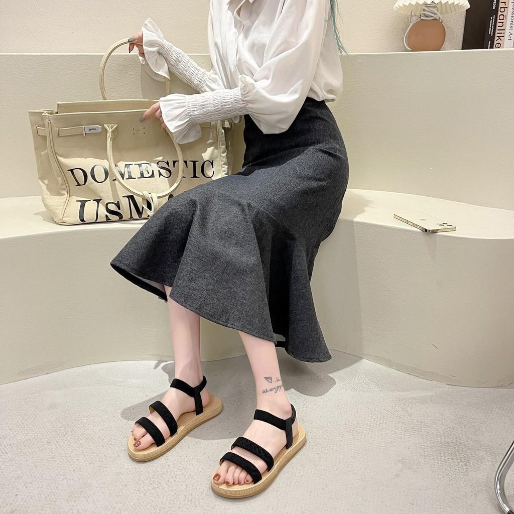 (S85) Sandal nữ 2 quai ngang đế vân giả cói (mã 335