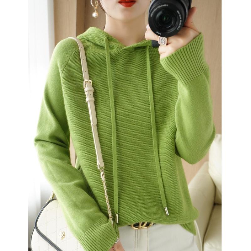 Áo len kiểu hoodie mũ trùm đầu len dệt kim mềm mại co giãn, áo len nữ mặc thu đông mã VAA0482