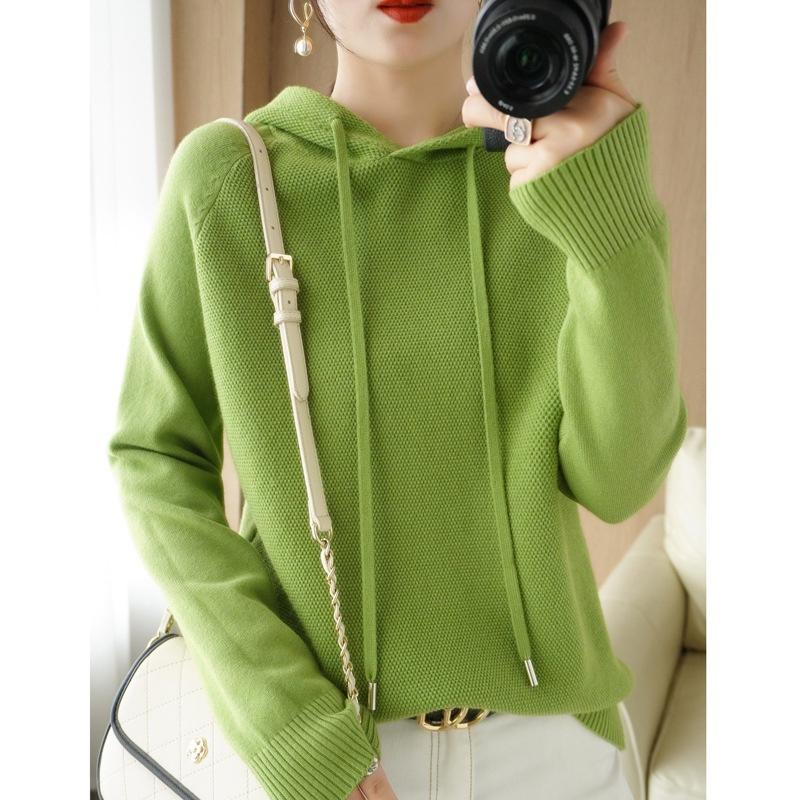 Áo len kiểu hoodie mũ trùm đầu len dệt kim mềm mại co giãn, áo len nữ mặc thu đông mã VAA0482 - M03 Xanh ngọc