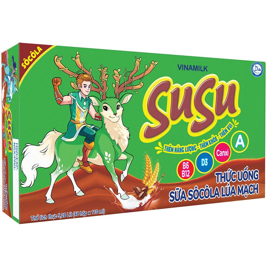 Thùng 48 Hộp Sữa Sôcôla Lúa Mạch Vinamilk Susu 110ml
