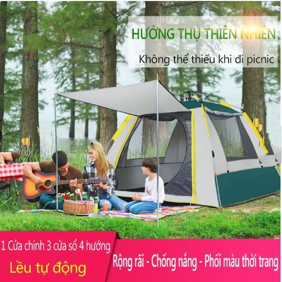 Lều cắm trại tự bung Explorer 4 người, 4 cửa thoáng gió (Xanh Dương) - AsiaMart