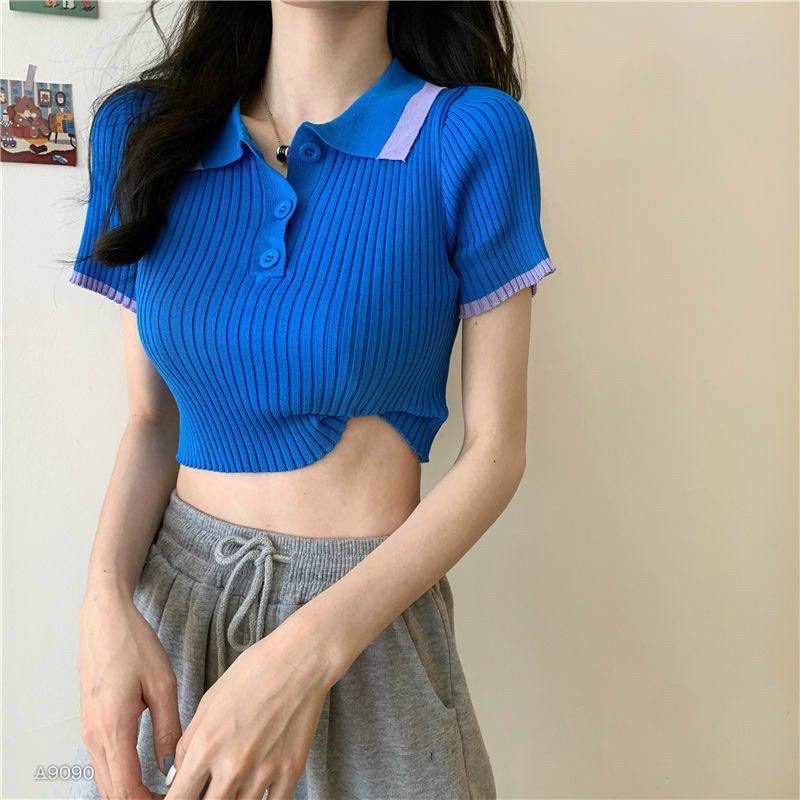 ÁO CROPTOP CỔ SƠ MI