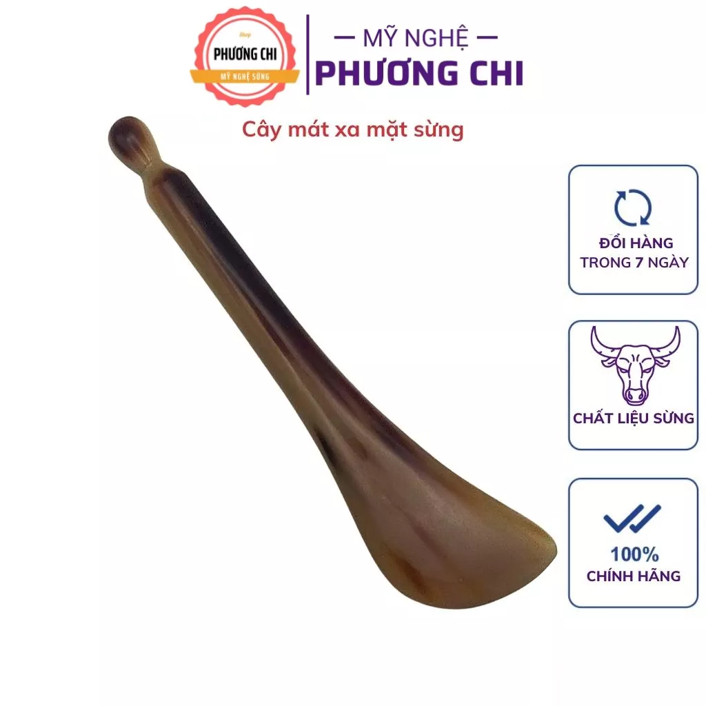 Cây Massage mặt bằng sừng dày 10mm, dụng cụ mát xa mặt nâng cơ xóa tan quần thâm mắt | Mỹ Nghệ Phương Chi