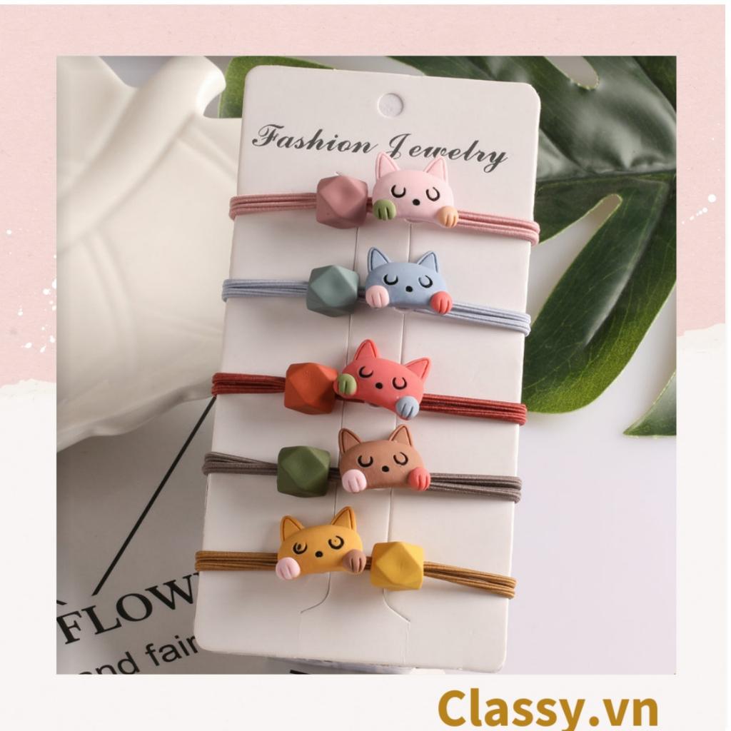01 dây cột tóc Classy đính hình động vật chú cáo, chú vịt nhỏ, chú thỏ, chú heo bền chắc giá rẻ, nữ tính PK736