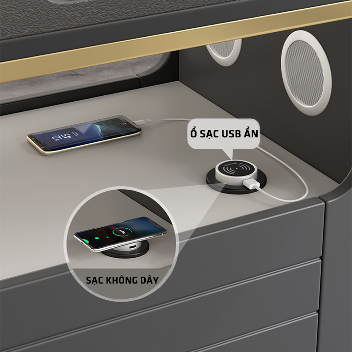 Bàn trà điện thông minh đun nước siêu tốc kết hợp sạc ko dây, có dây, loa bluetooth