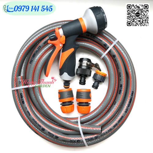 Bộ Vòi Xịt Nước Tưới Cây, Rửa Xe Nhựa Cao Cấp Kèm Dây Φ14/19 Và Phụ Kiện Chất Lượng Cao / Hồng Thanh Garden