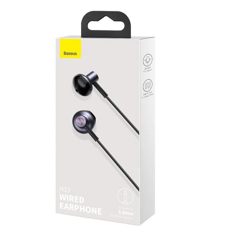 Tai nghe AUX 3.5mm Baseus Encok H19 Wired Earphone - Âm thanh sông động - chống ồn tốt - Tích hợp ECM microphone - Hàng chính hãng