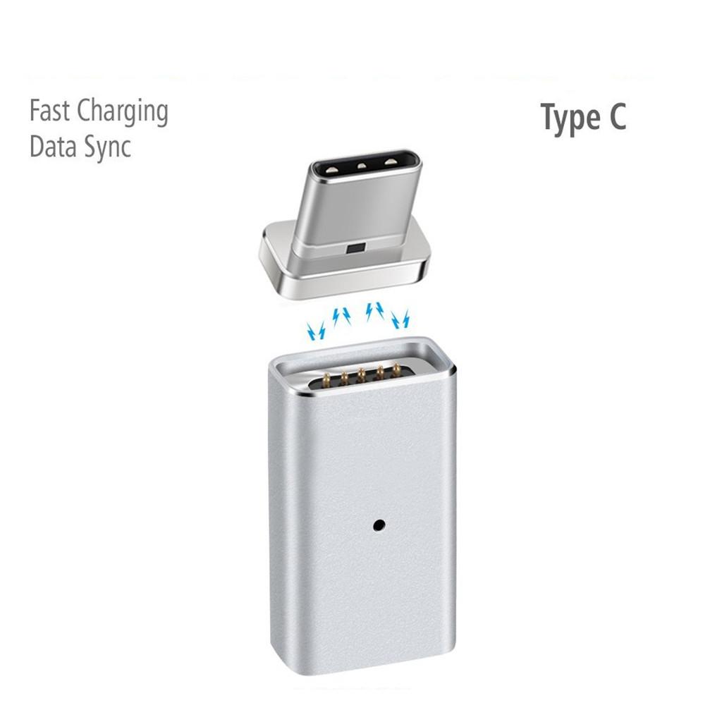 Aluminum USB Type C Magnetic Tip Convert Connector for Samsung Galaxy S8 NEW MacBook Laptop Silver