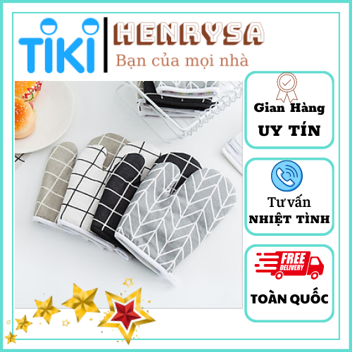 Găng tay chịu nhiệt nhấc nồi, nướng bánh, chống nóng dày dặn - HENRYSA