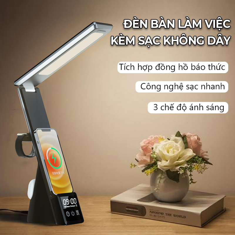 Đèn bàn làm việc kèm sạc không dây tích hợp 3 in 1 - K1579