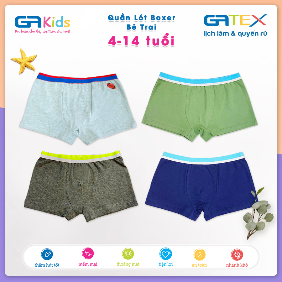 Set 3 Quần Lót Boxer Cho Bé Trai GAKIDS - Cotton Cao Cấp, Thoải Mái Cho Bé Năng Động