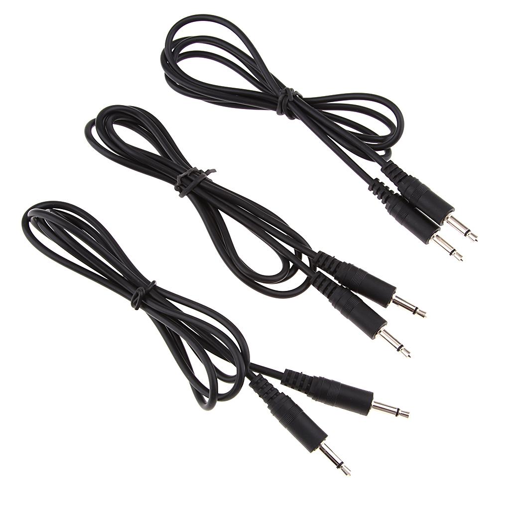 3 Cái 3,5 Mm Nam đến Nam Mono Jack Tai Nghe Dây Cáp âm Thanh 1M Đen