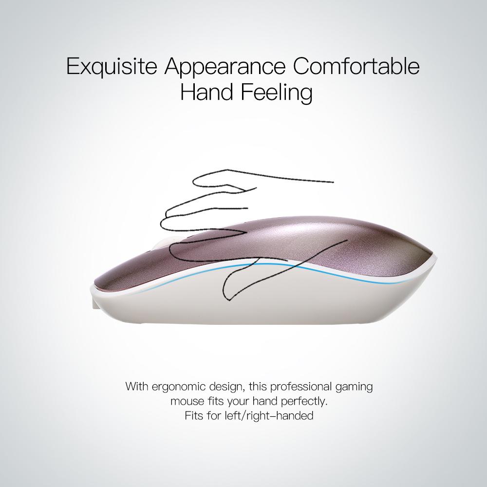 Chuột không dây 2.4G 1600DPI Chuột quang có thể sạc và di động với đầu thu USB 4 nút dành cho máy tính xách tay PC