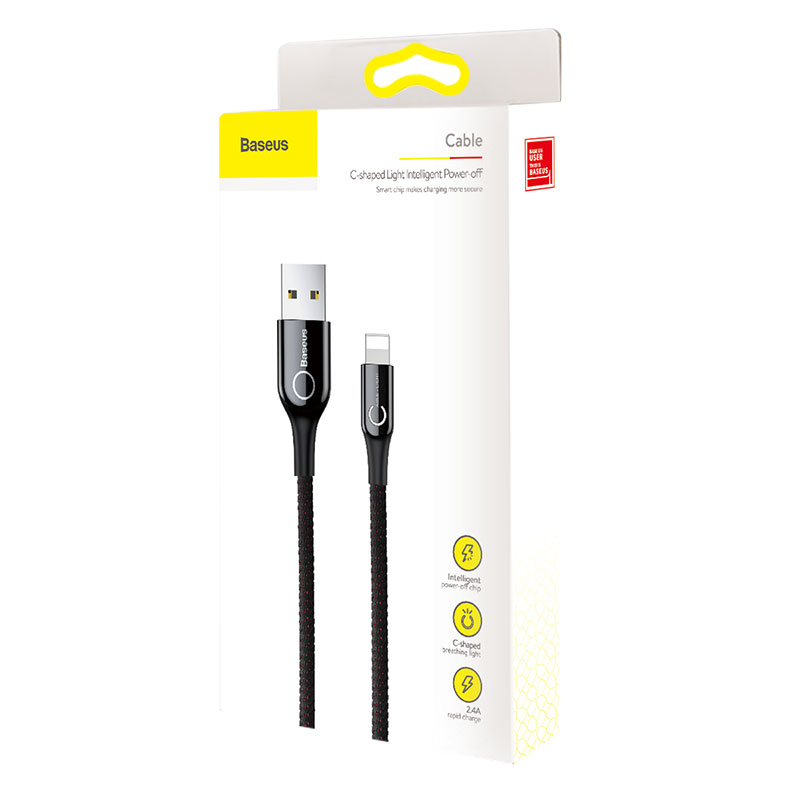 Cáp sạc iPhone Baseus C-shaped Light Intelligent power-off Cable Blue CALCD-03 - Hàng chính hãng