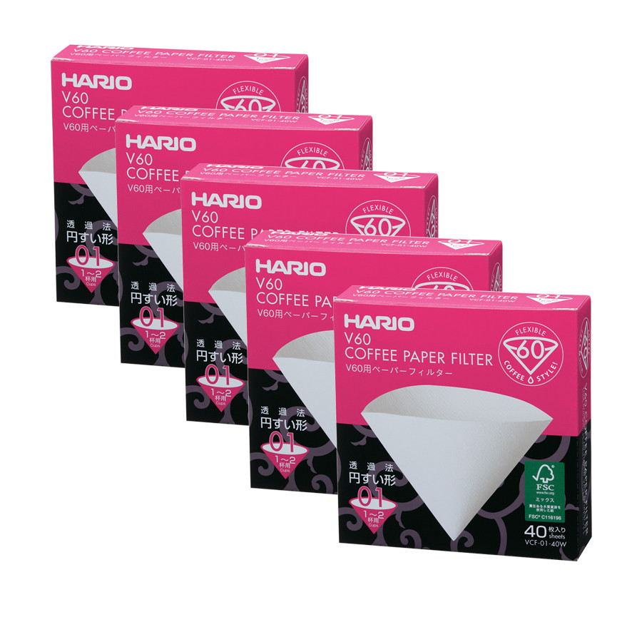 Combo 5 Hộp Giấy lọc cà phê Hario V60 size 01 40 tờ