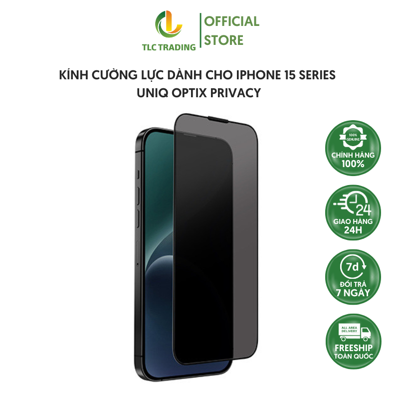 Kính Cường Lực UNIQ OPTIX Privacy dành cho iPhone 15 Pro/ 15 Pro Max - hàng chính hãng