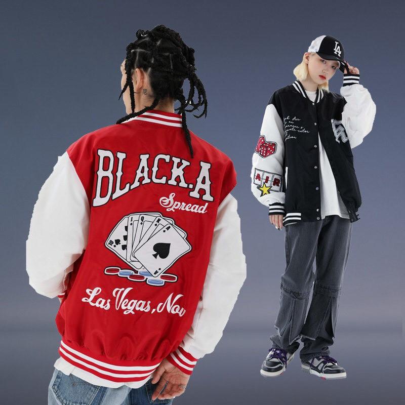 Áo Khoác kiểu dù Bomber unisex form rộng nam nữ 2 lớp BLACK.A