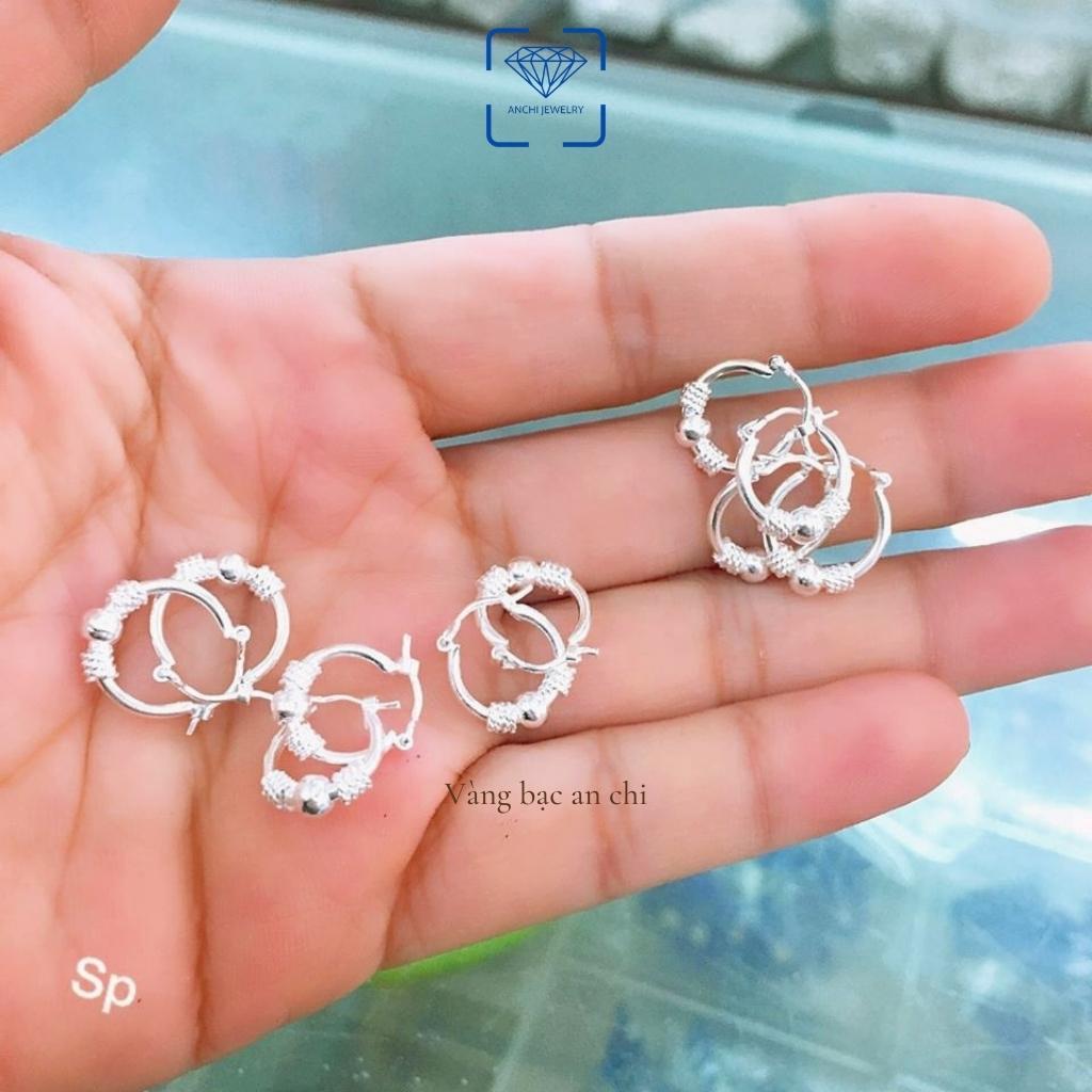 Khuyên tai, bông tai khoen tròn đeo sát tai cho mẹ / bé / nam / nữ bạc thật nguyên chất, trang sức Anchi jewelry