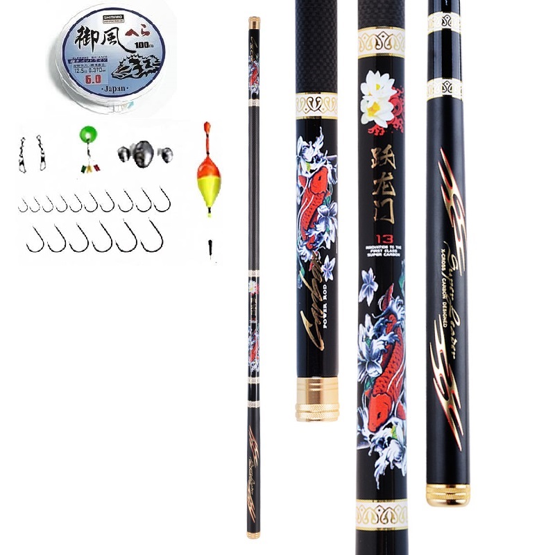 Cần câu tay - Carbon cao cấp - Độ cứng 6H - CT06 - Tặng kèm 8 phụ kiện
