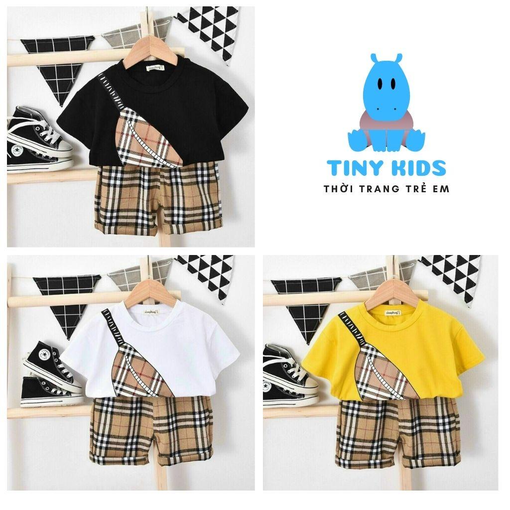 Quần áo trẻ em TINY KIDS, set đồ bé trai in hình túi chéo, đồ bé trai phong cách hàn quốc cho bé từ 7-18kg