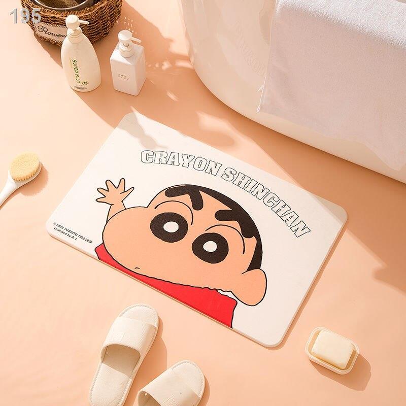 Crayon Shin-chan bùn tảo cát phòng tắm chống trượt điatomaceous đất tự nhiên miếng đệm chân thấm hút và nhanh khô b