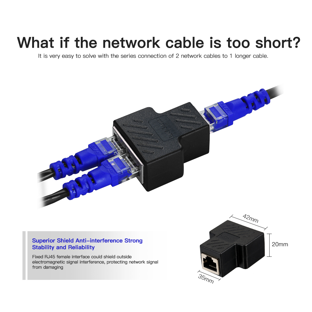 Đầu Nối Chuyển Đổi LAN Ethernet RJ45 1 Đến 2 Cổng Female Cho Cat 5 / Cat 6 / Cat 7