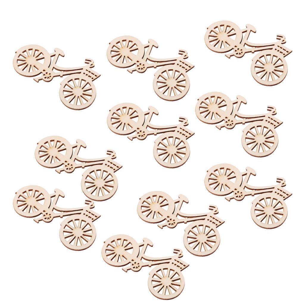 4-20pack 10 Pieces Wood Cutouts Bicycle Shapes Wooden Embellishments Craft for
