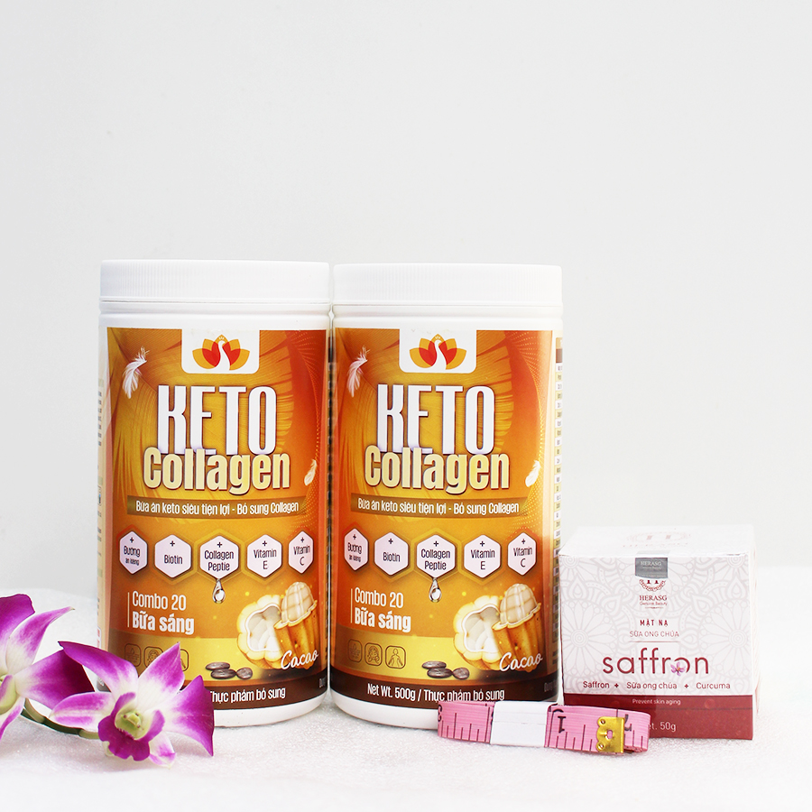 Liệu trình 2 hộp Keto Collagen 500g - Bữa ăn Keto hỗ trợ GIẢM CÂN SIÊU TIỆN LỢI cho người thực hành Keto và người muốn giảm cân - Giảm 3-7Kg/ 1 tháng