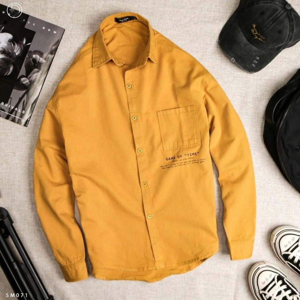 Áo sơ mi nam dài tay phối chữ trước sau trẻ trung, nam tính Mã A259 TOP FASHION SHOP