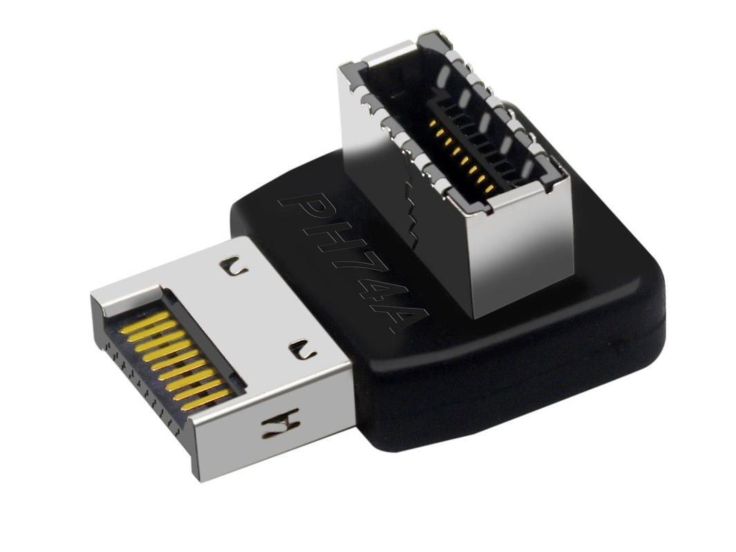 Bộ chuyển đổi đầu nối USB USB3.0 19P/20P sang TYPE-E 90 độ bộ chuyển đổi bộ chuyển đổi ốp lưng phía trước ổ cắm TYPE C bo mạch chủ máy tính