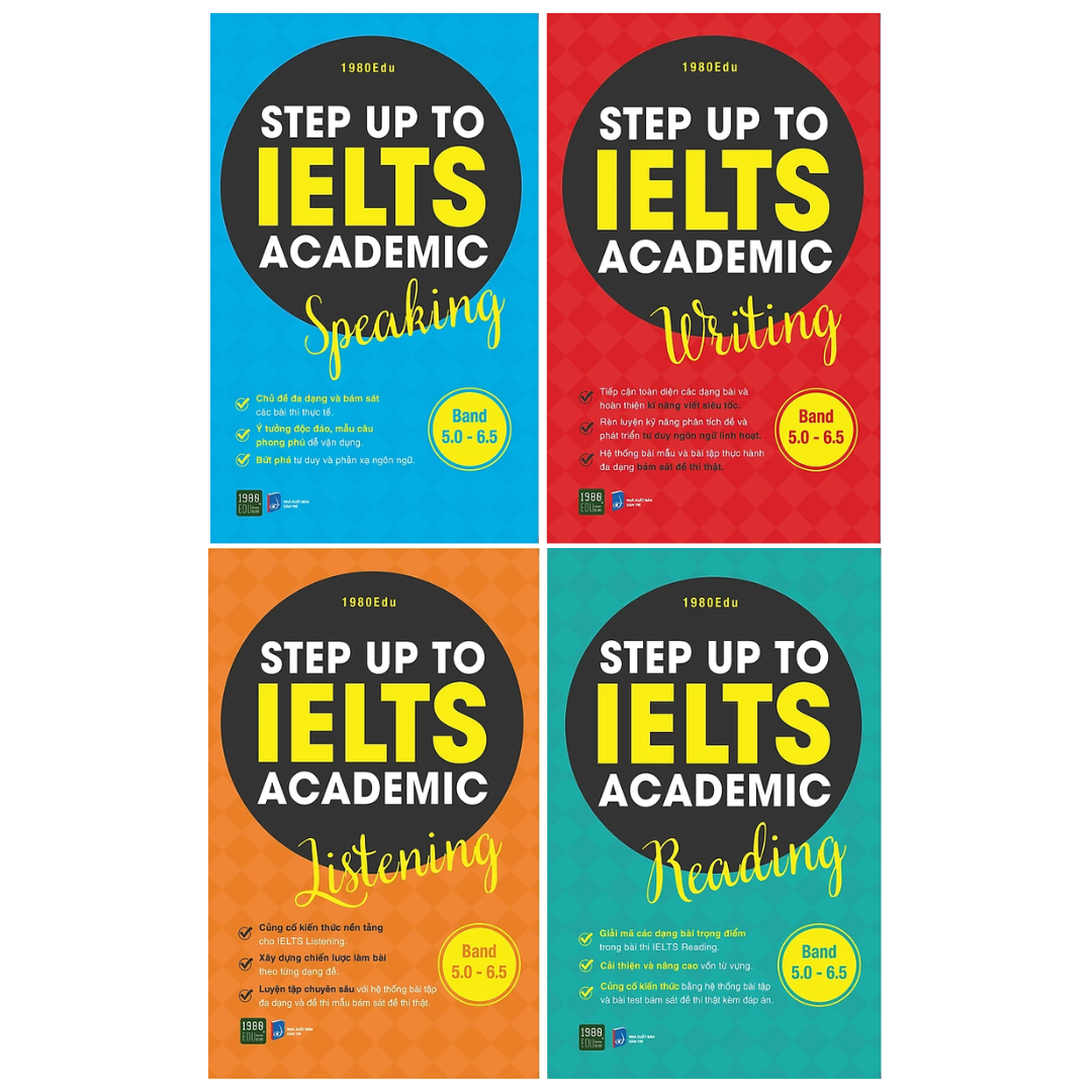 Bộ 4 Cuốn Sách Luyện Thi IELTS: Step Up To Ielts Academic (Listening + Reading + Writing + Speaking)