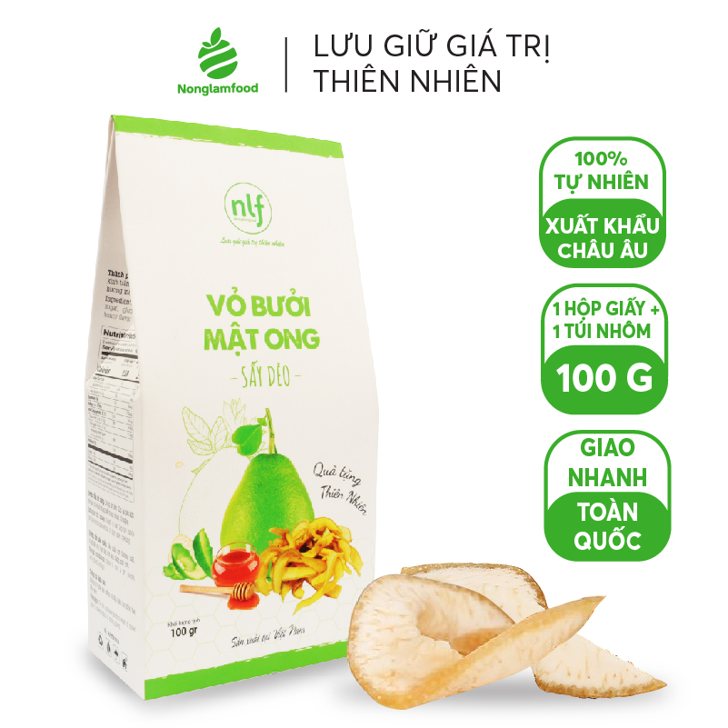 Vỏ Bưởi Mật Ong Sấy Dẻo Nonglamfood hộp 100g | Ăn vặt tốt cho sức khỏe | Healthy Snack | Trái cây sấy dẻo dinh dưỡng ăn liền | Ăn vặt giảm cân, giữ dáng, đẹp da