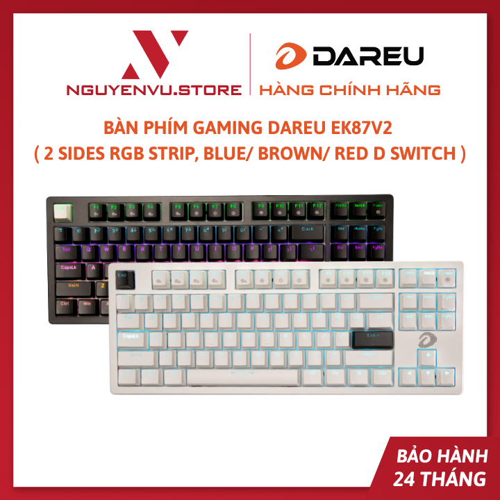 Bàn Phím Gaming DAREU EK87V2 ( 2 Sides RGB Strip, Blue/ Brown/ Red D Switch ) - Hàng Chính Hãng